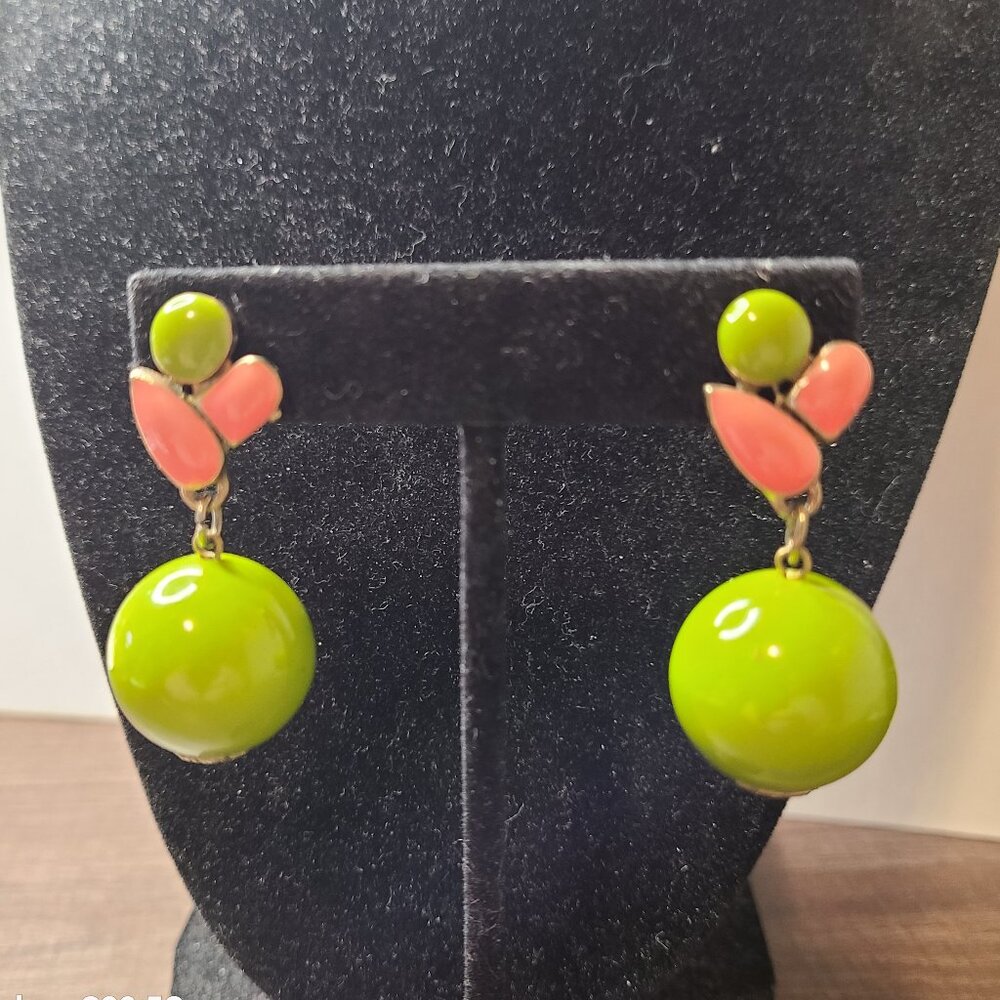 Unbranded Large Green Ball Vintage Stud Earrings Pre-Owned Statement Outdoors